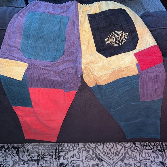 Hight Street Pants Mens Small Multicolor Corduroy Patchwork Jeans Coursemys - Picture 4 of 4